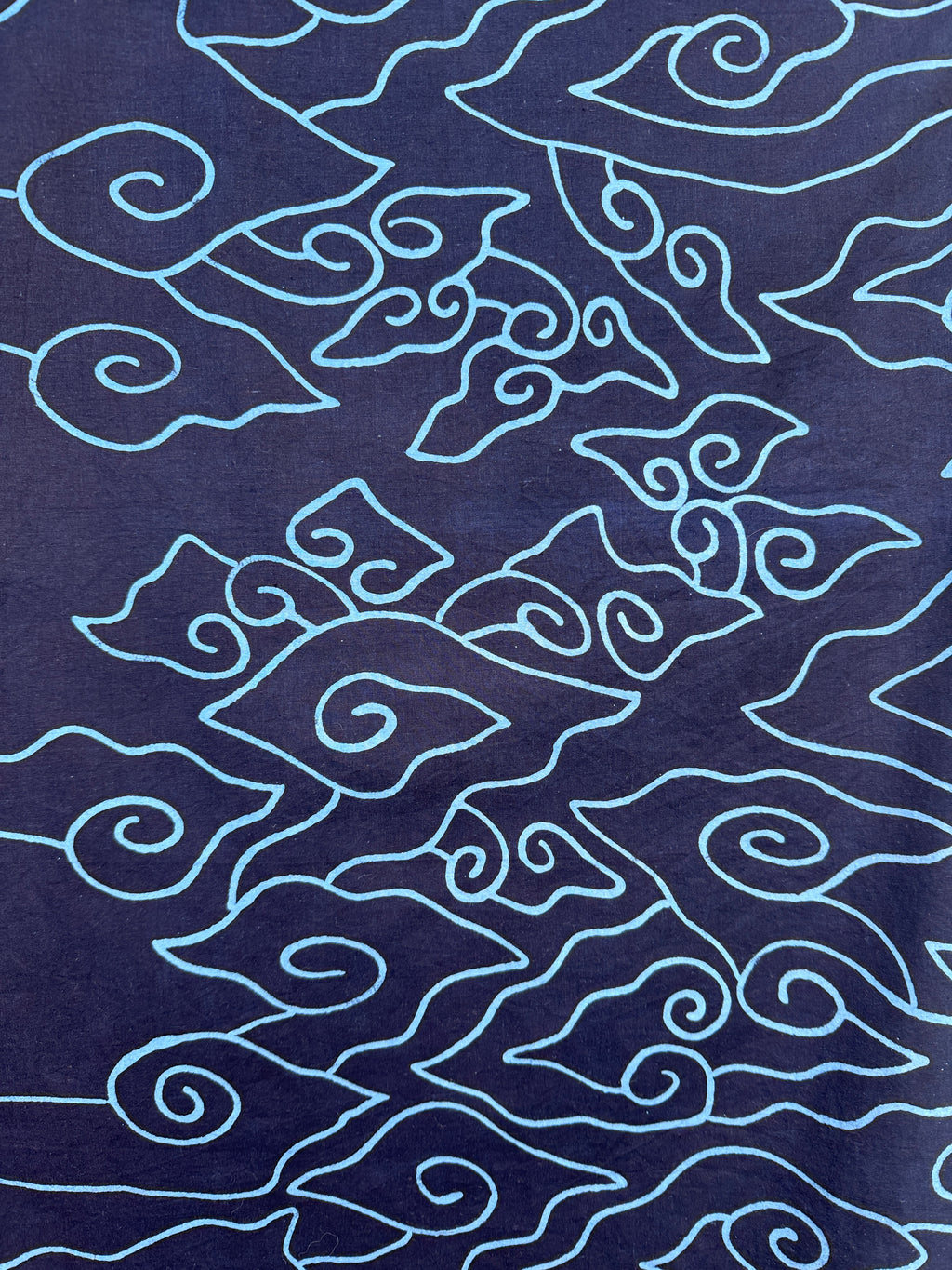 Cloud batik sarong / wall hanging - navy and dusty blue