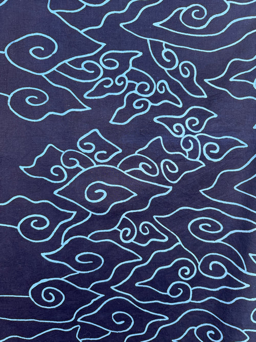 Hand-Drawn Mega Mendung Batik Textile | Navy