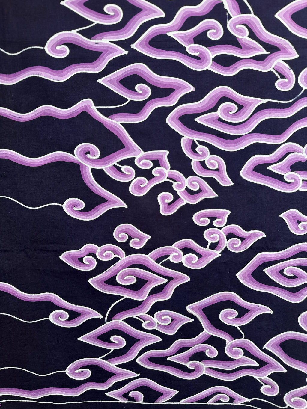 Cloud batik sarong / wall hanging - navy and purple