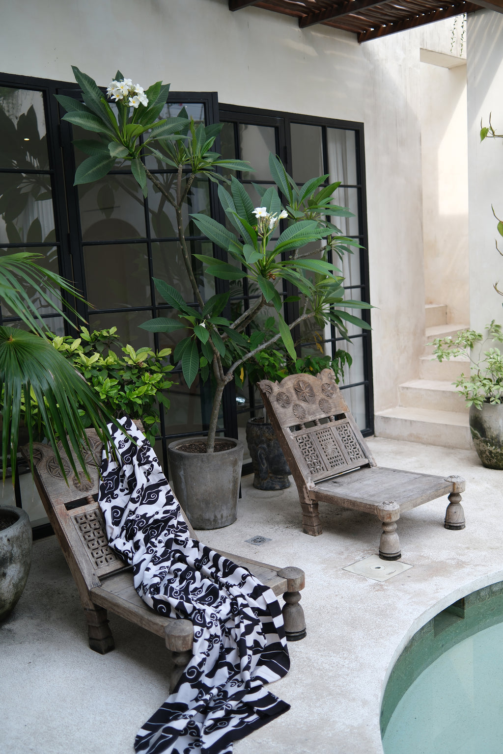 Cloud batik sarong / wall hanging - black and white