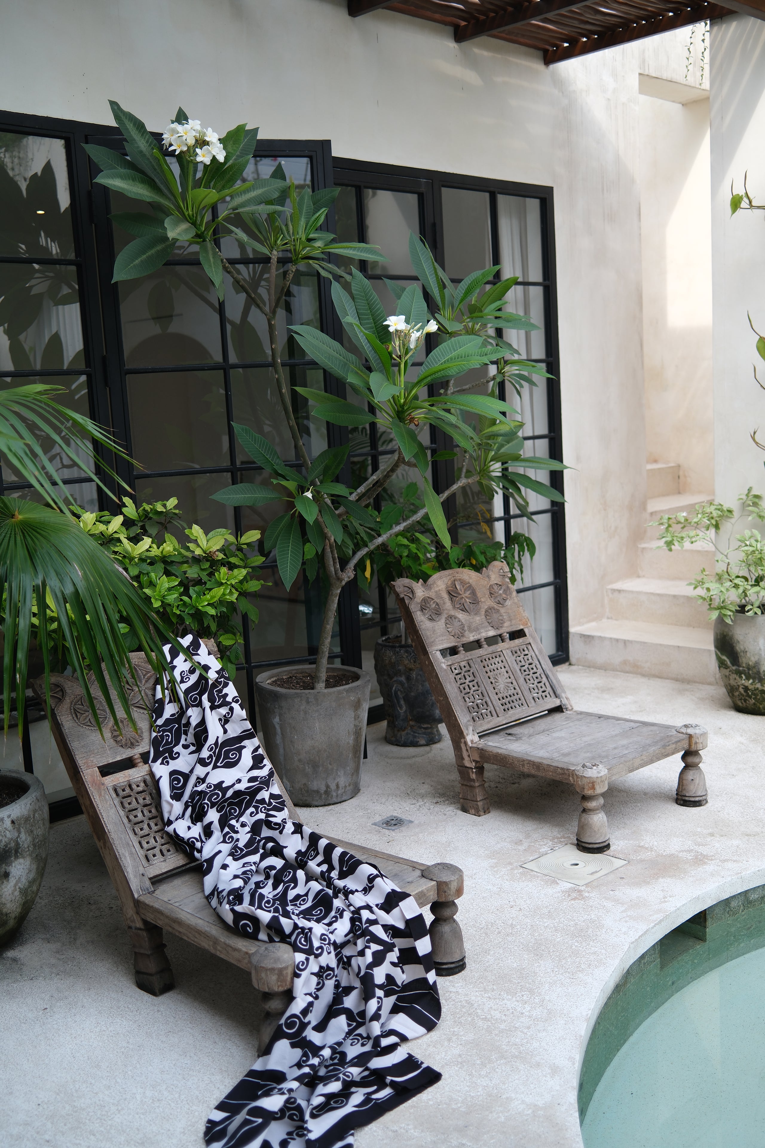 Cloud batik sarong / wall hanging - black and white