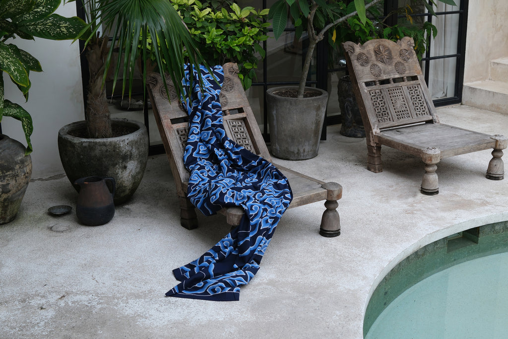 Cloud batik sarong / wall hanging - blue harmony