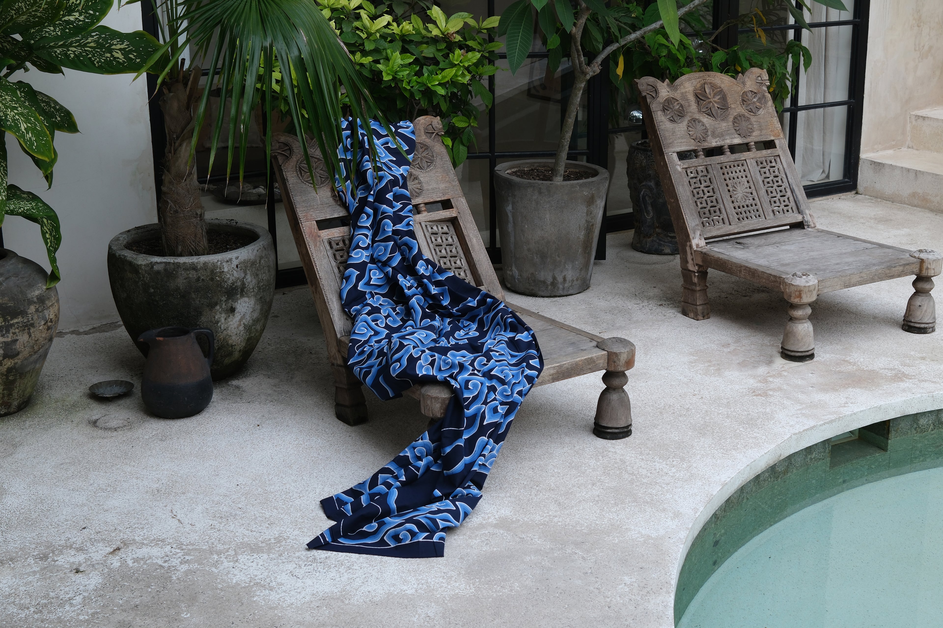 Cloud batik sarong / wall hanging - blue harmony