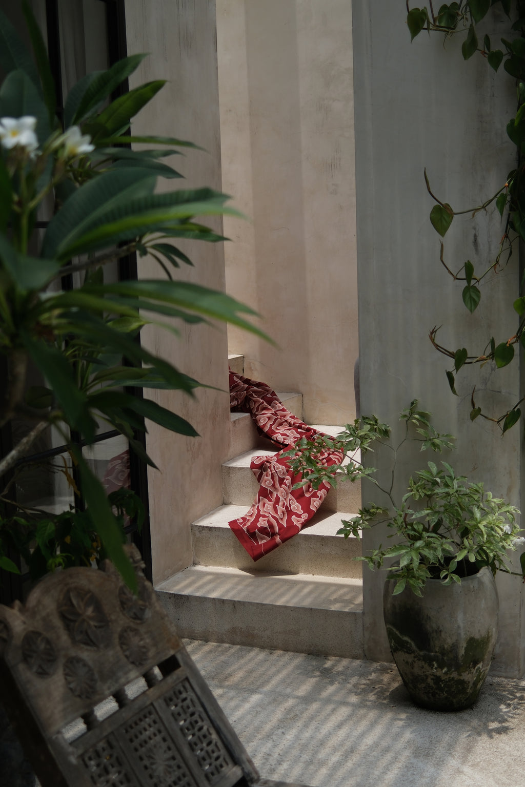 Cloud batik sarong / wall hanging - burgundy