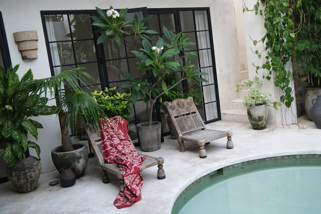 Cloud batik sarong / wall hanging - burgundy