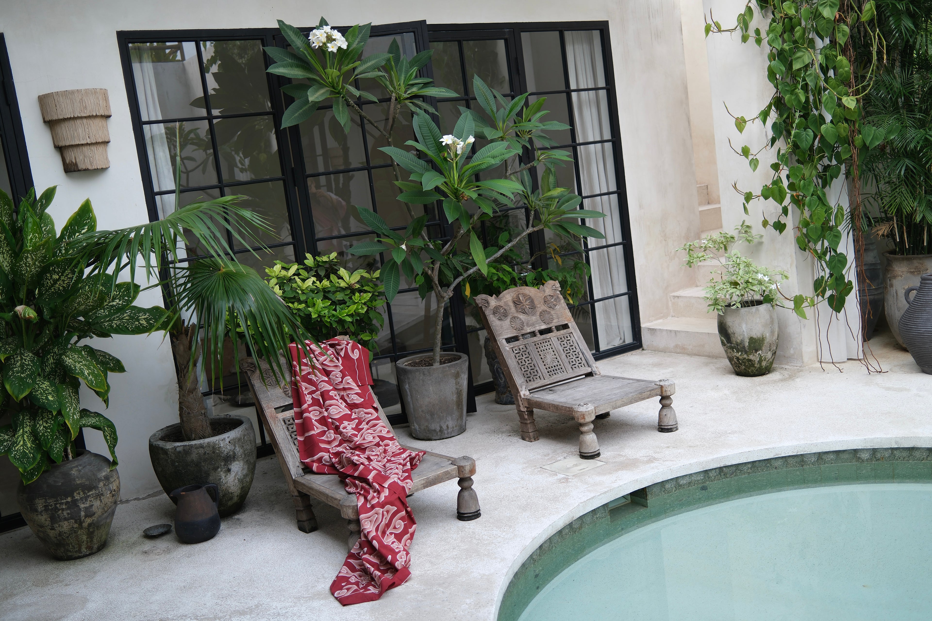 Cloud batik sarong / wall hanging - burgundy