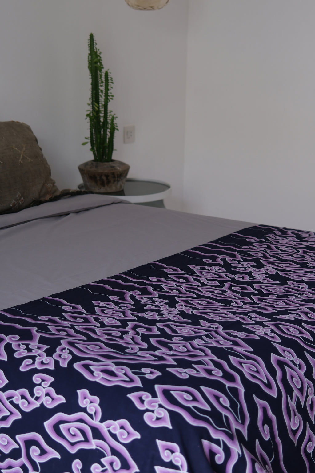 Cloud batik sarong / wall hanging - navy and purple