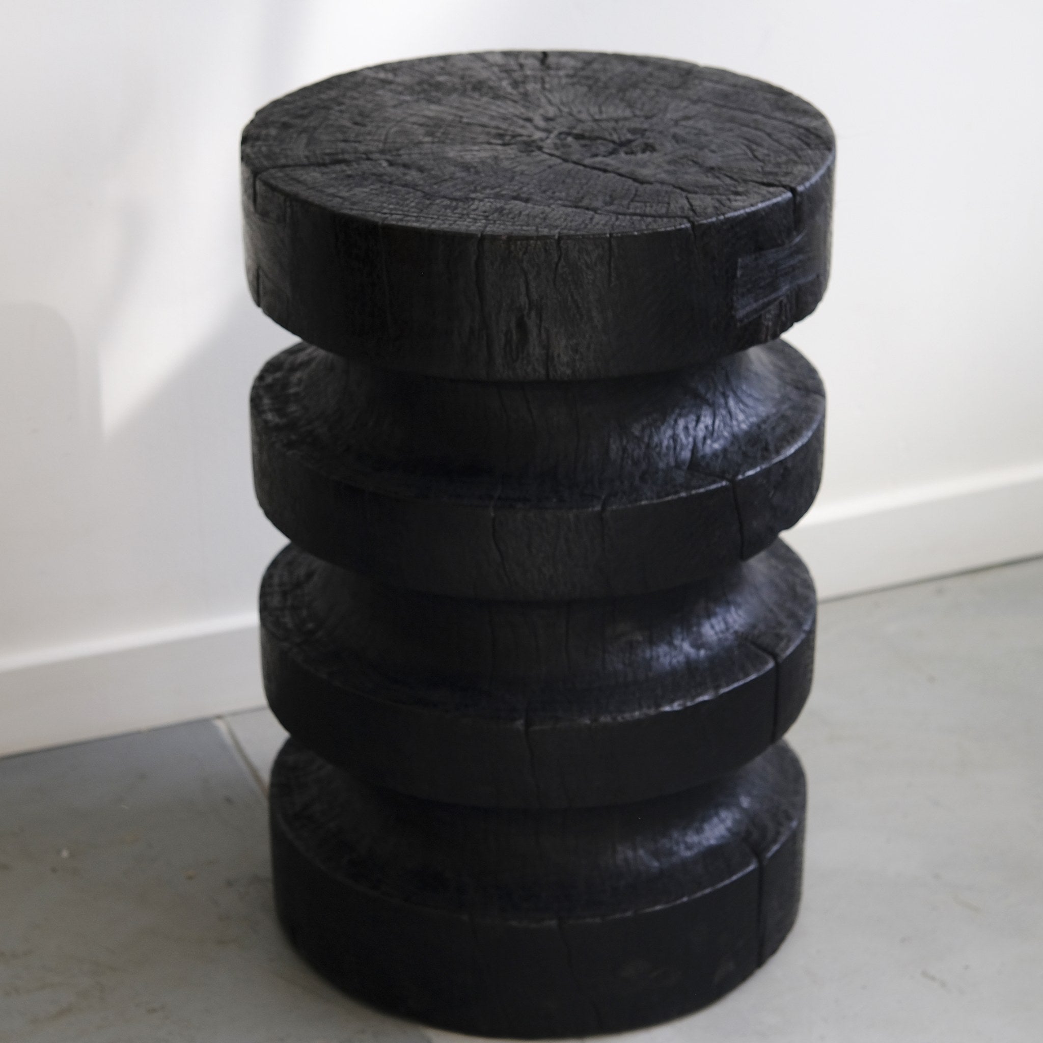 Chess stool, charred mango wood - Hand and Ember
