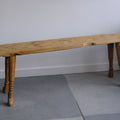 Footed bench with carved detail, aged teak wood (A) - Hand and Ember
