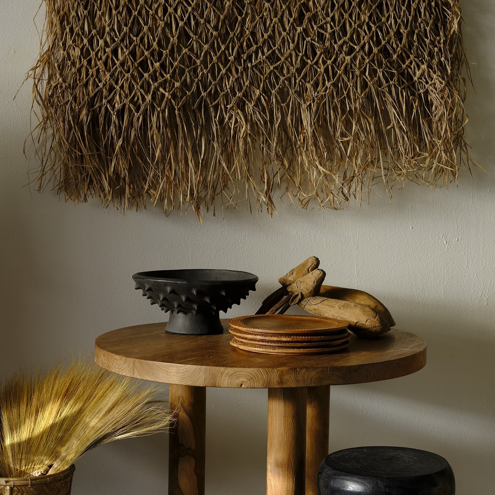 Hand carved teak plate - Hand and Ember