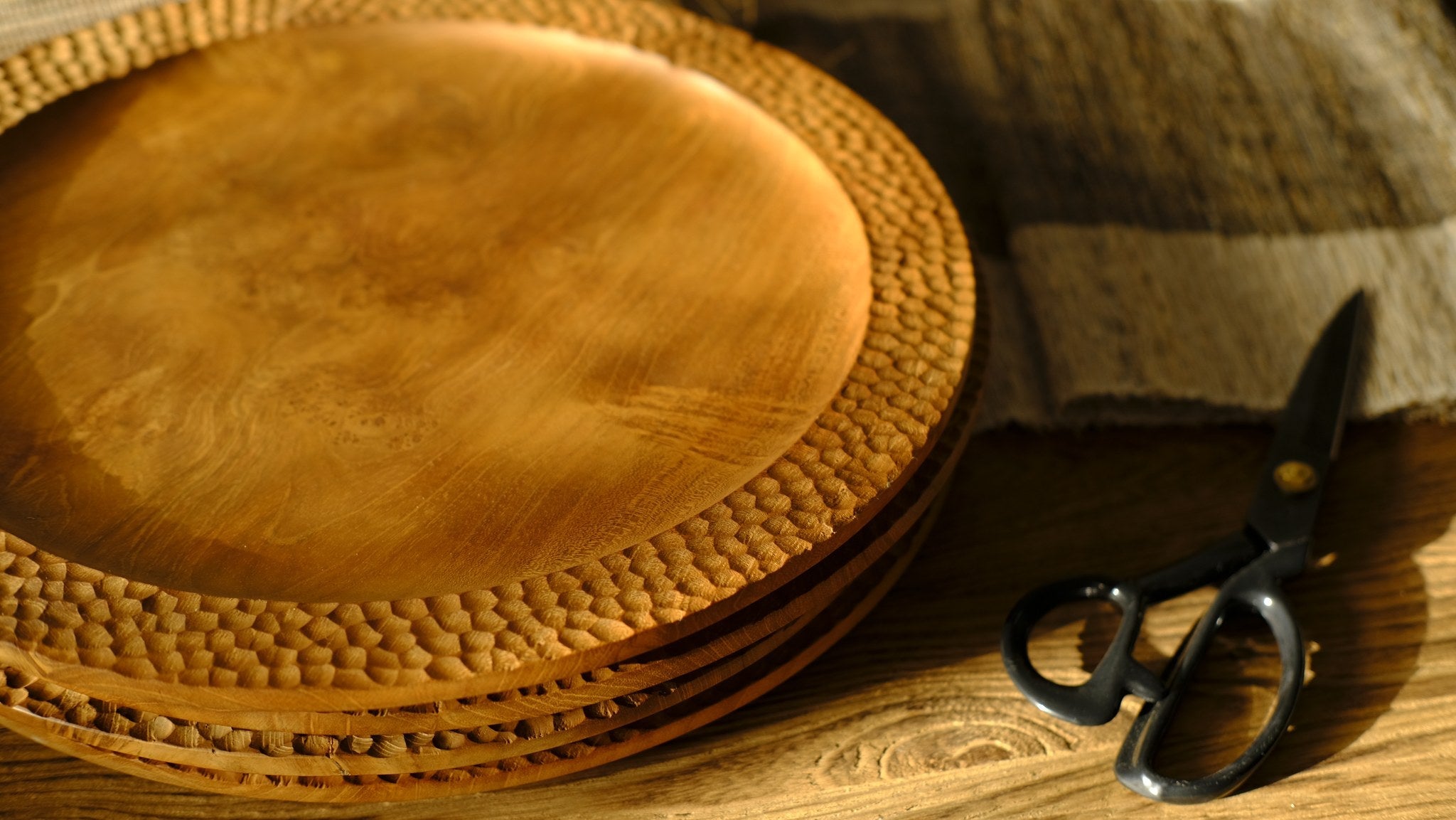 Hand carved teak plate - Hand and Ember