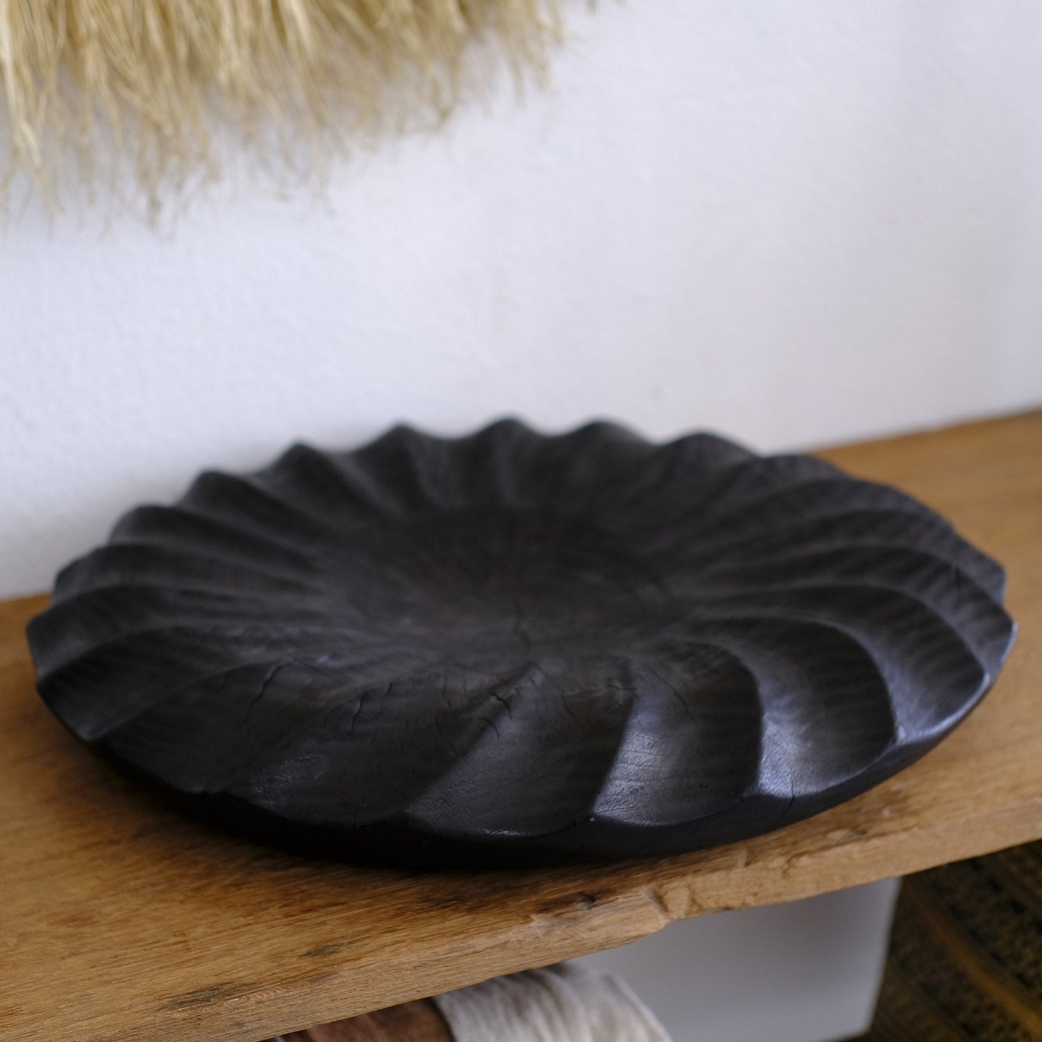 Hand carved wooden vessel, charred suar wood - Hand and Ember