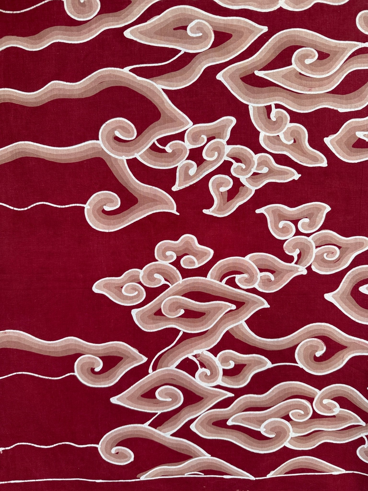 Hand-Drawn Mega Mendung Batik Tulis Textile | Hand and Ember -Burgundy