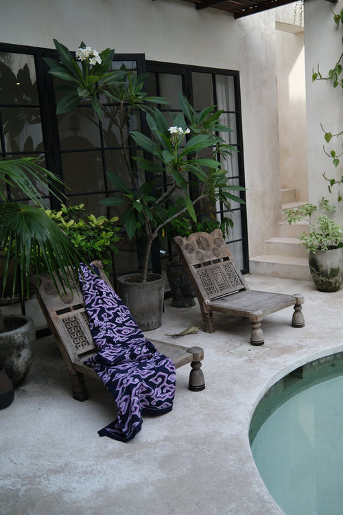 Hand - Drawn Mega Mendung Batik Tulis Textile | Navy & Purple - Hand and Ember