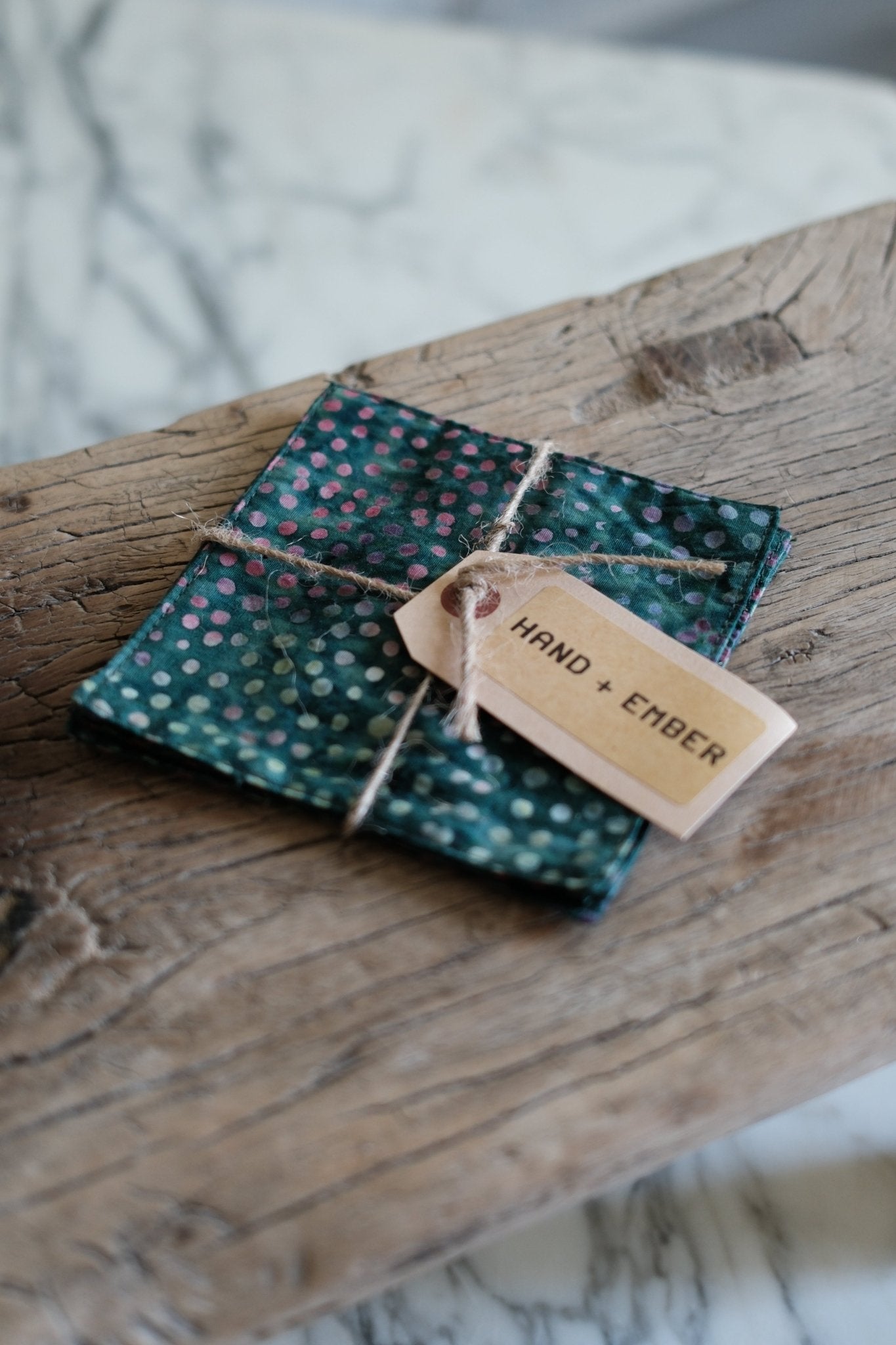 Hand - Stamped Batik Coasters (Set of 4) - Hand and Ember