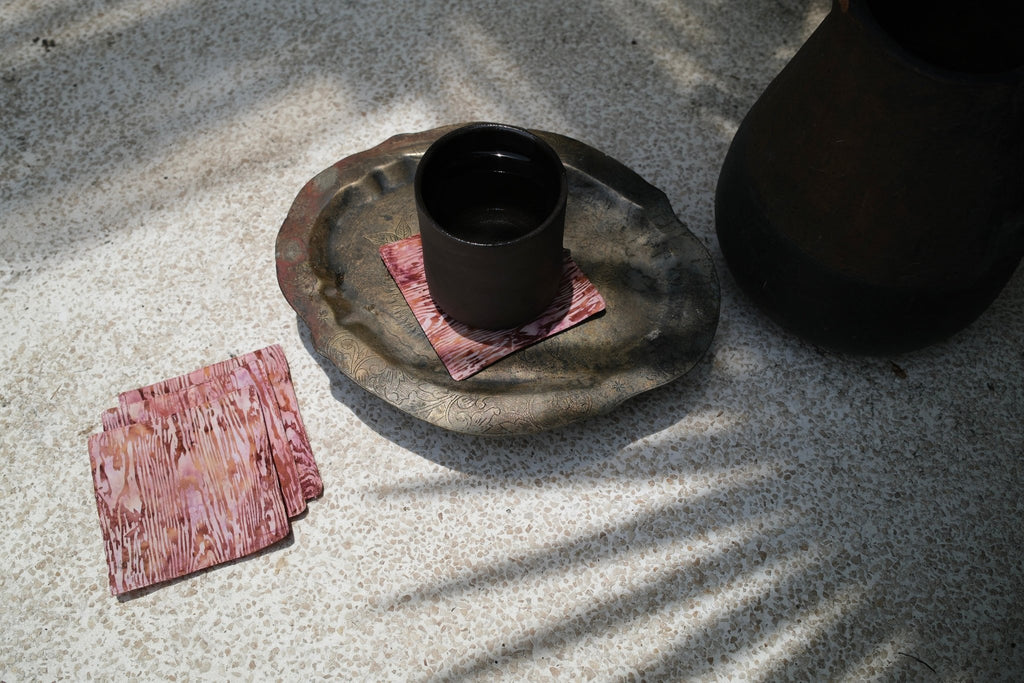 Batik Coasters: Hand-Stamped Batik Coasters | Hand and Ember - Rosewood