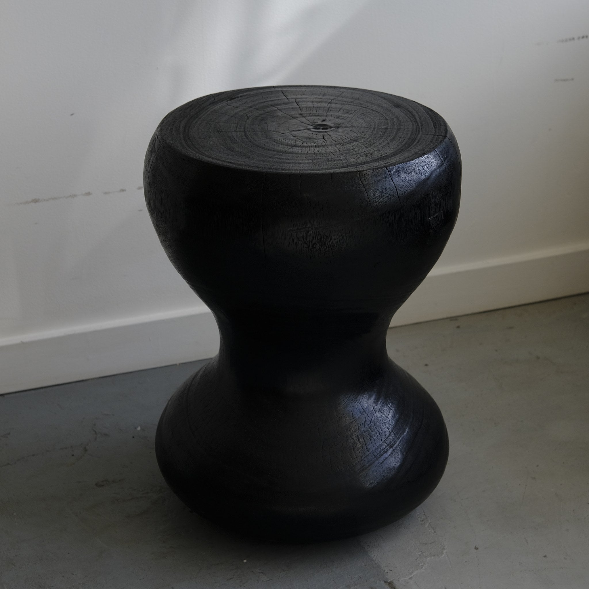 Hourglass Stool, charred mango wood - Hand and Ember