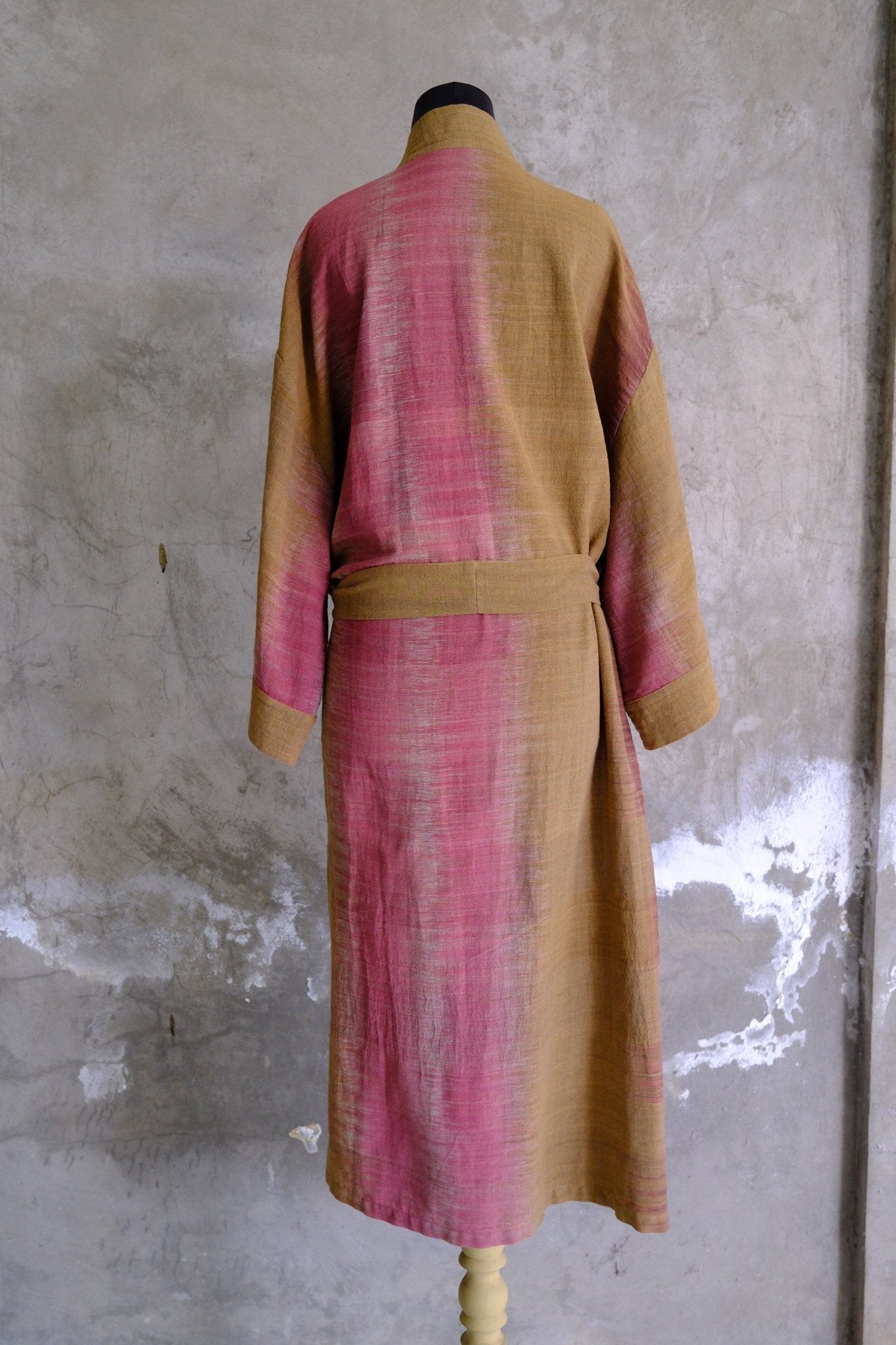 Gradient hand-dyed cotton kimono robe, The Mosslight, back view