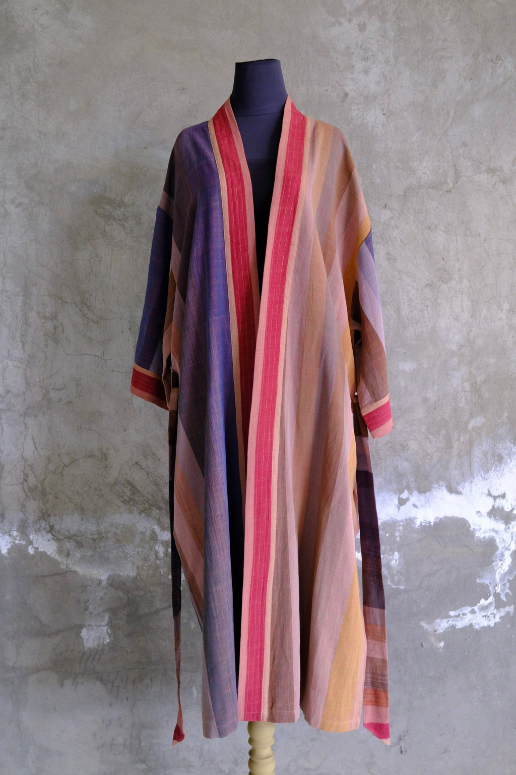 Striped Cotton Kimono Robe - The Warm Horizon | Hand and Ember