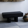 Textured slab bench, charred suar wood - Hand and Ember