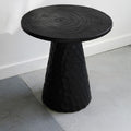 Textured umbrella table, charred suar wood - Hand and Ember